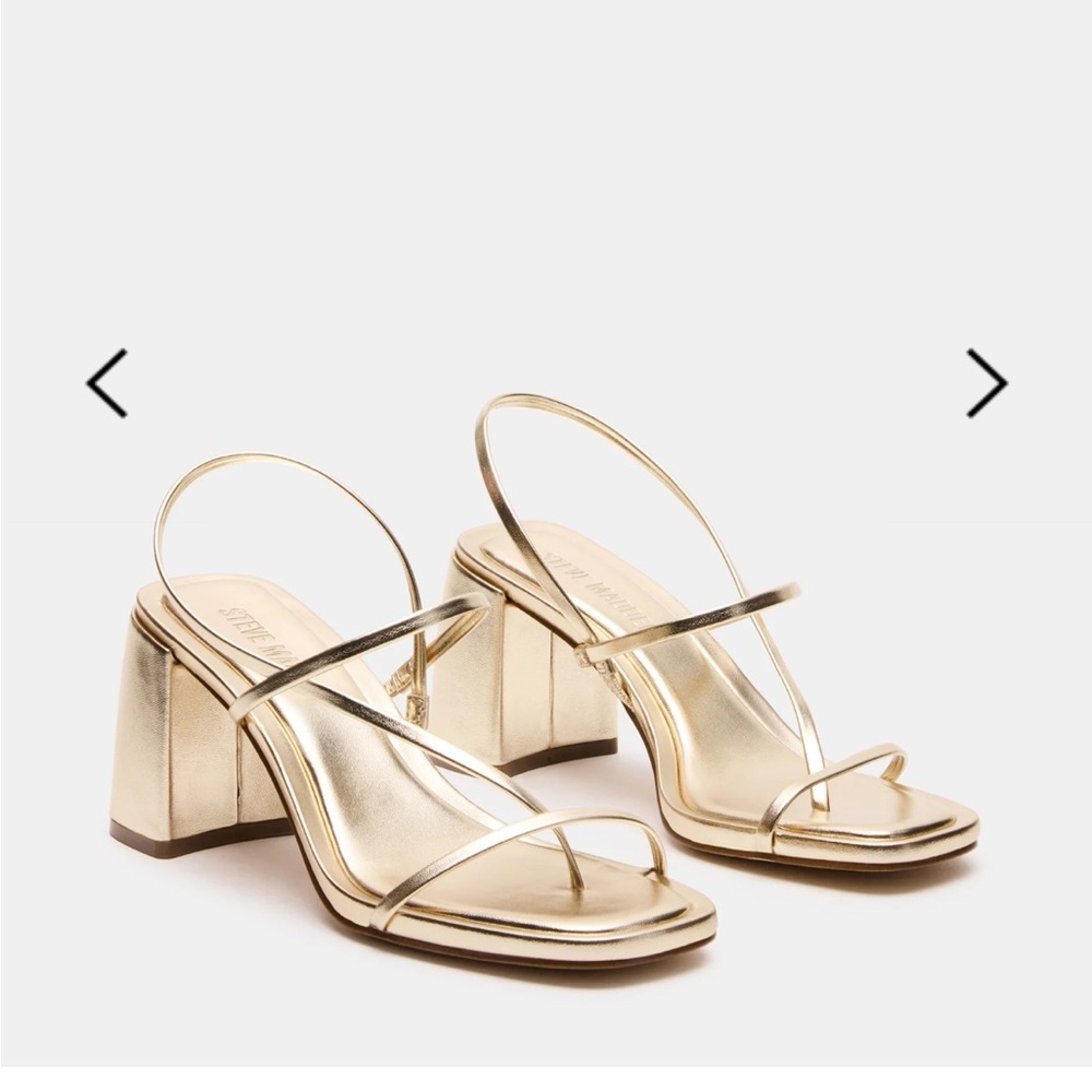 Steve Madden DIORA GOLD Strappy Block Heel Sandals
